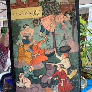 Middle Eastern painting on silk paper 32 x 48